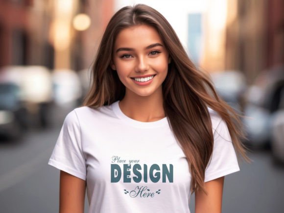 Download Nice Woman White T-shirt Mockup Template - Shirt mockup template Collection