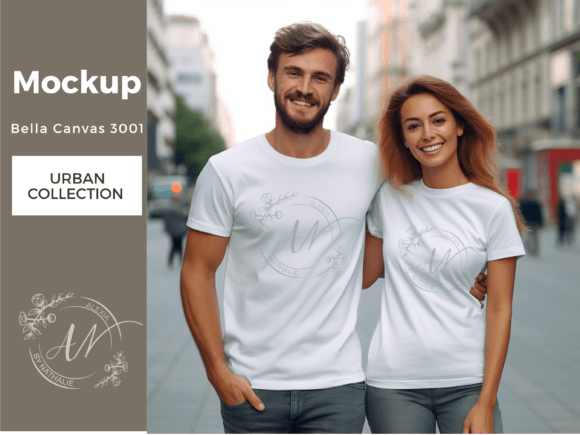 Download Bella Canvas Mockup Couple Match T-shirt - Canvas mockup Collection
