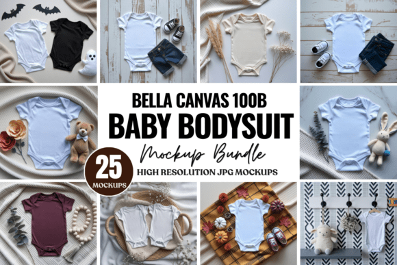 Download Bella Canvas 100B Baby Bodysuit Mockups - Mockups Collection