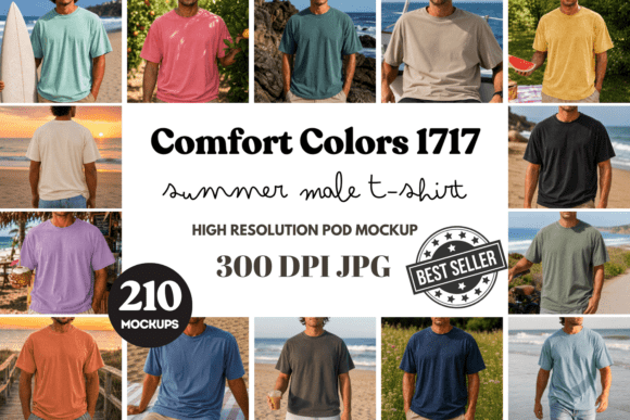 Download Comfort Colors C1717 Summer Male Mockups - Mockups Collection